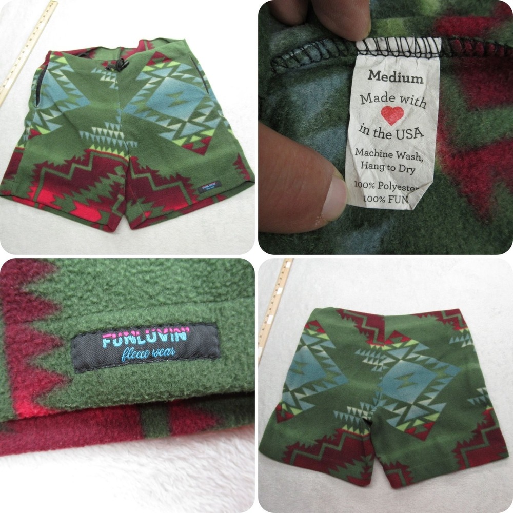 Fun Lovin Fleece‎ Wear Shorts Unisex Medium Aztec Southwestern Soft USA READ